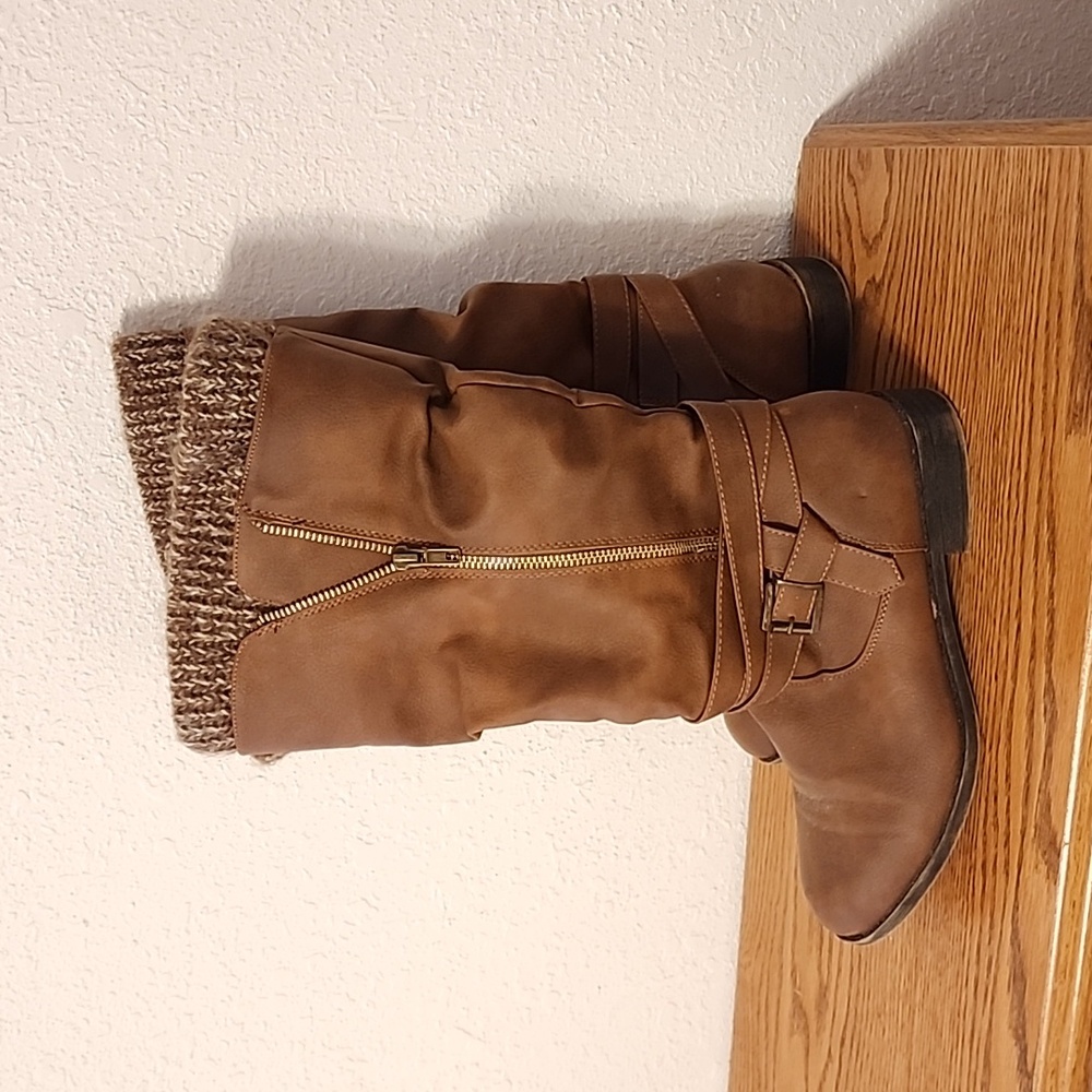 Womens JustFab Brown Slouchy Boot Size 10W